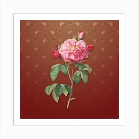 Vintage Duchess of Orleans Rose Botanical on Falu Red Pattern n.0813 Art Print