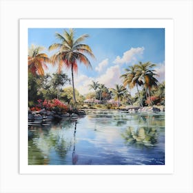 Caribbean Canvas: Serenity in Colour Art Print