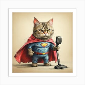 Superman Cat 12 Art Print