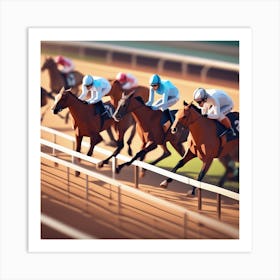 Horse Racing At The Racetrack 2 Art Print