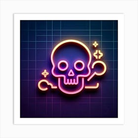 Neon Skull And Crossbones Art Print