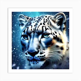 Snow Leopard in the Falling Snow Art Print