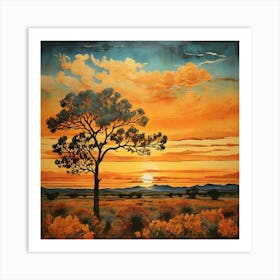 Sunset In The Desert Art Print