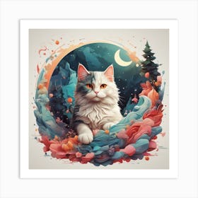 Cat In The Moonlight Art Print