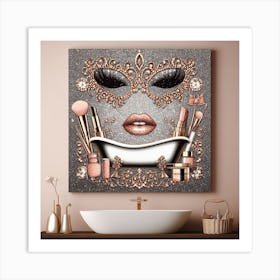 Glamorous glitter Bathroom 3gold Art Print