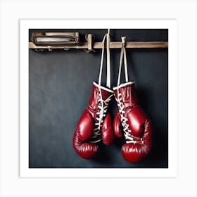 Boxing Gloves Hanging On A Wall Art Print