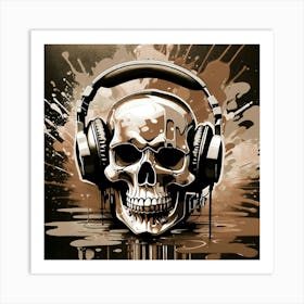 Skull With Headphones 9 Art Print