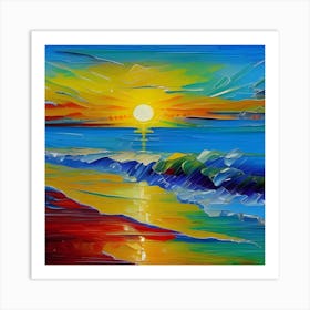 Setting Sun Over The Ocean Art Print