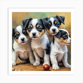 Four Puppies Art Print