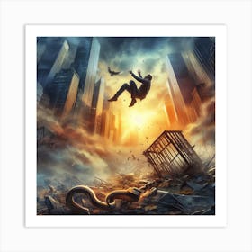 Man Jumping Out Of A Cage Art Print