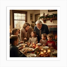 A Heartwarming Depiction Of A Multigenerational Family Reveling In Their Thanksgiving Gathering Lov Art Print