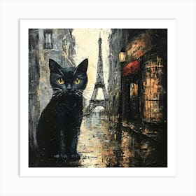 Black Cat In Paris 11 Art Print