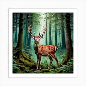 Deer In The Forest 36 Art Print