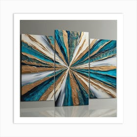 Blue And Gold Abstract Painting Art Print