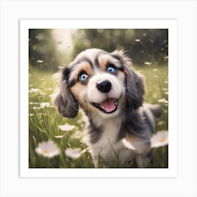 Puppy In The Meadow Art Print