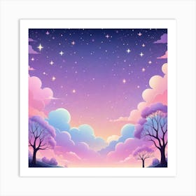 Sky With Twinkling Stars In Pastel Colors Square Composition 67 Art Print