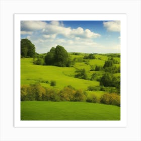 Green Field With Trees Art Print