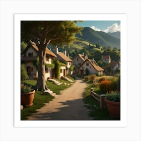 Village In The Mountains Art Print