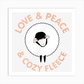 Love Peace Cozy Fleece Warmth Fan Hygge Cute Lamb Face Art Print