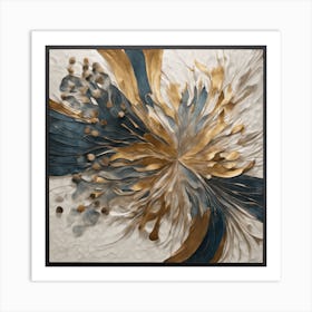 Gold And Blue Flower Art Print