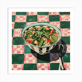 Noodle Soup Pastel Checkerboard 3 Art Print