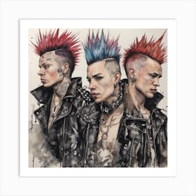 Punks with Mohicans Art Print