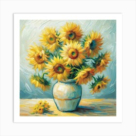 Sunflowers In A Vase 3 Art Print