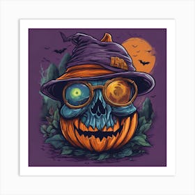 Halloween Pumpkin Skull Art Print
