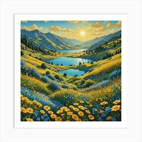 Sunset In The Mountains 11 Art Print