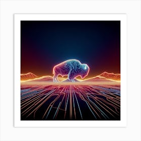 Neon Bison Art Print