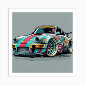 Porsche 911 Vehicle Colorful Comic Graffiti Style Art Print