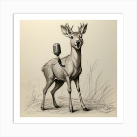 Deer With Microphone 15 Art Print