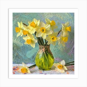 Firefly Vintage Daffodils In A Vase 37209 Art Print