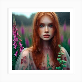 Beautiful Girl In The Rain 1 Art Print