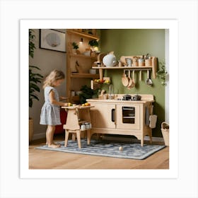 Modern Midmini Style Wooden Play Kitchen In The Mi (3) 2024 05 17t211128 Art Print