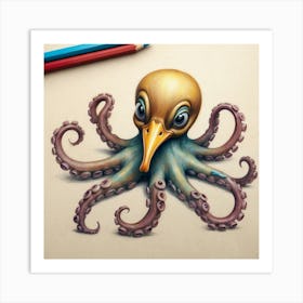 Octopus Drawing 1 Art Print