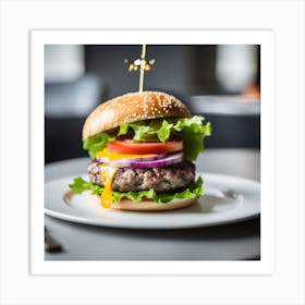 Hamburger On A Plate 33 Art Print