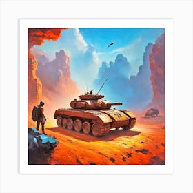 Tank In The Desert Art Print