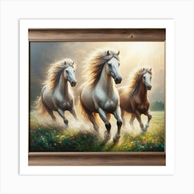 Three Horses Running Art Print