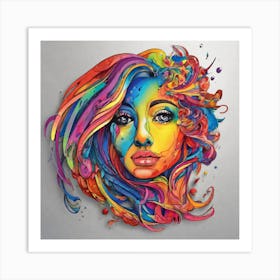 Colorful Woman'S Face Art Print