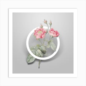 Vintage Anemone Centuries Rose Minimalist Flower Geometric Circle on Soft Gray n.0205 Art Print