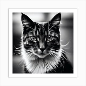 Black And White Cat 33 Art Print