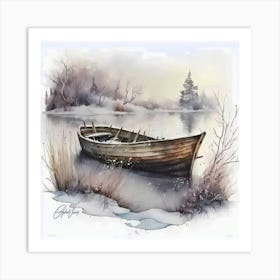 Boat In The Snow Wall Art Print Art Print