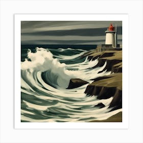 Rocky Shore Lighthouse Art Print