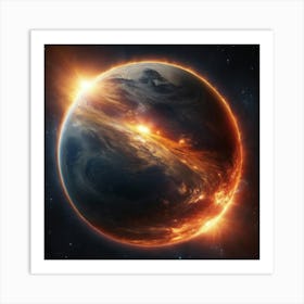 Earth Burning In Space Art Print