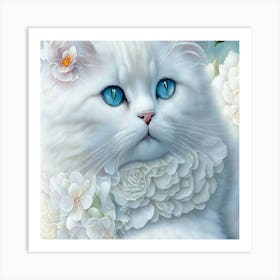 White Cat With Blue Eyes 1 Art Print