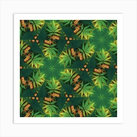 Marijuana Leaves Seamless Pattern Art Print