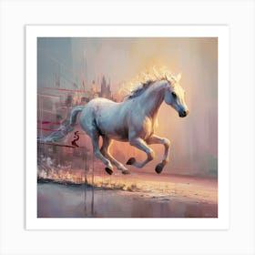 White Horse Running 1 Art Print