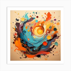 Abstract With Colorful Splashes Art Print