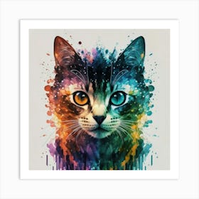 Colorful Cat Painting Art Print